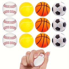 12pcs Soft Foam Sponge Mini Stress Balls Football Basketball Tennis