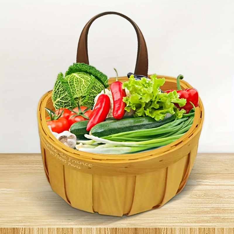 Vintage Woven Basket for Storage Hand Woven Ginger and Garl