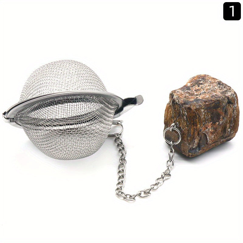 Stainless Steel Tea Infuser Ball Strainer with Healing Stones Rose Quartz