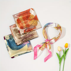 Sycamore Leaf Print Silk Square Scarf