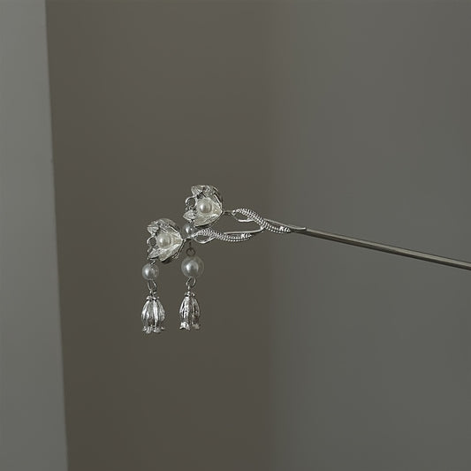Chinese Style Faux Pearl Hair Stick Flower Hair Accessory