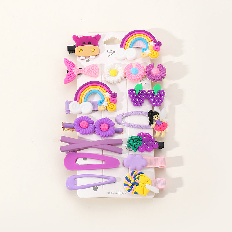 14pcs Kids Flower Candy Hair Clip Girls Hair Accessories Set