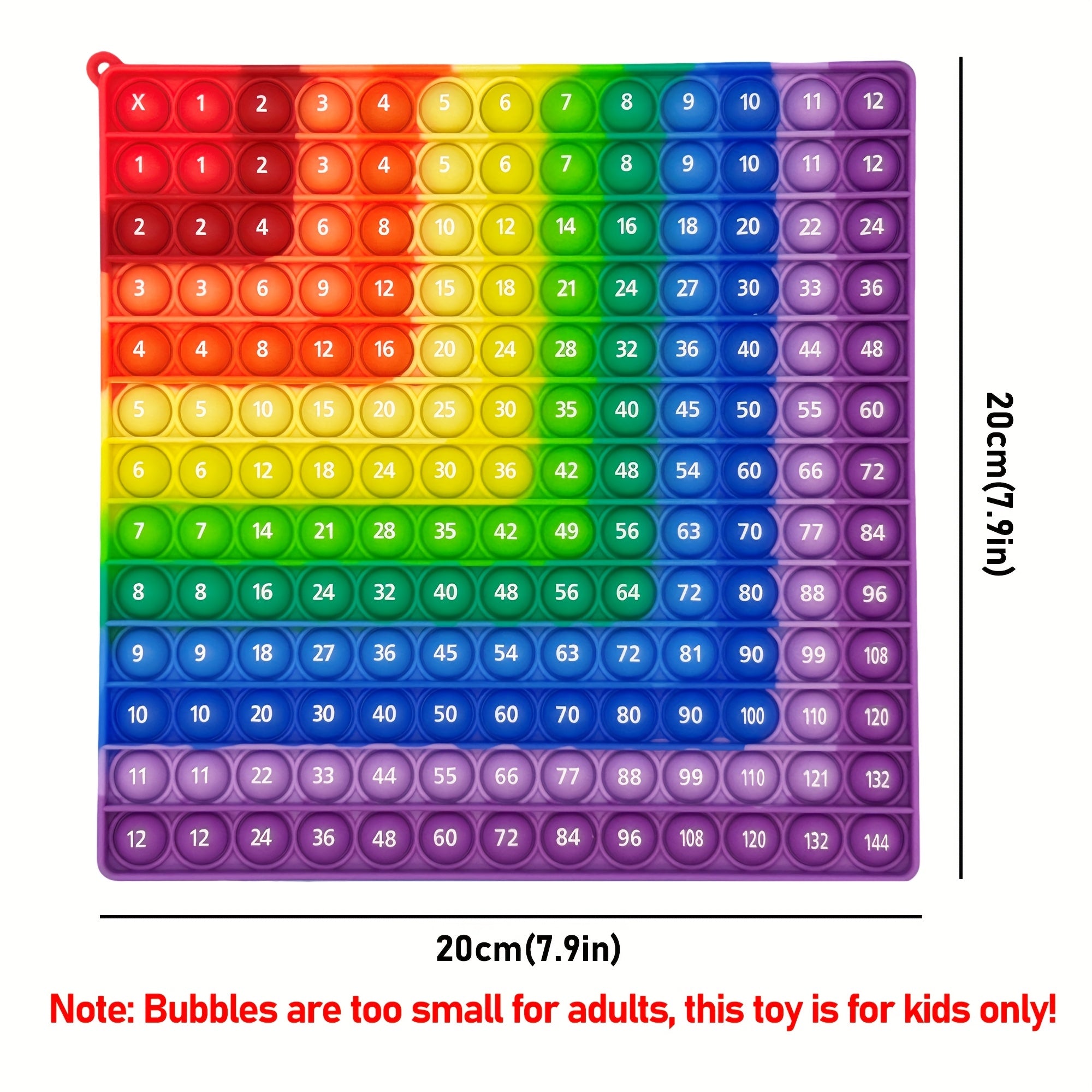 Legendstar 12x12 Multiplication Push Bubble Fidget Toy for Kids
