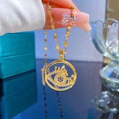 Stainless Steel Eyelash Eye Pendant Necklace For Women Girls Clavicle Chain