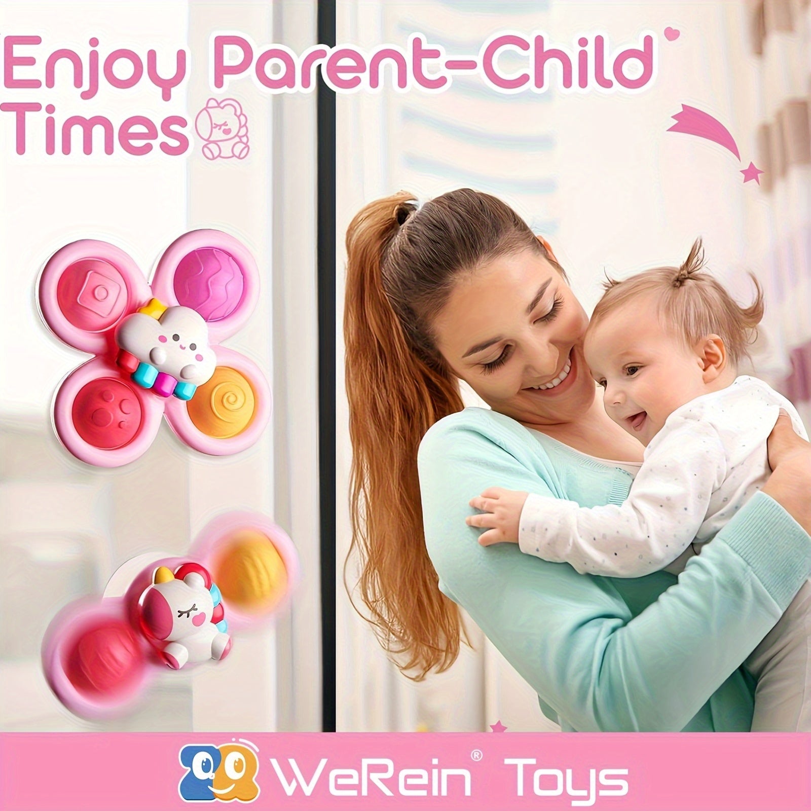 Suction Cup Spinner Toy Soft Silicone Fidget Spinner for Infants & Toddlers