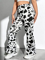  Cow Print Flared Leg Trousers