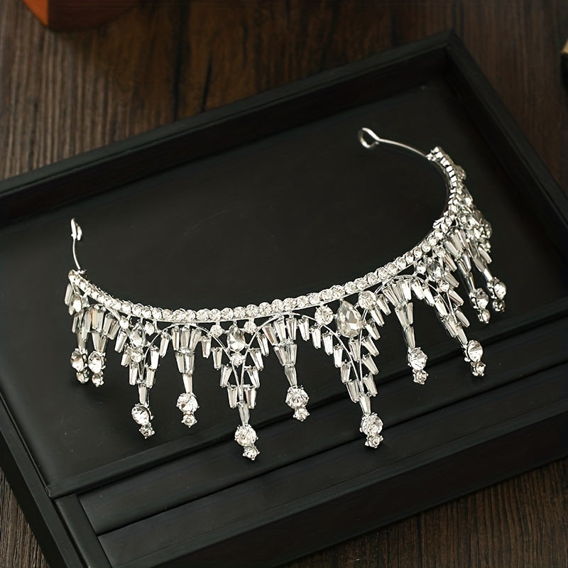 Crystal Silvery Headband Queen's Crown Tiara Head Jewelry