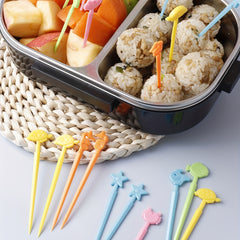 20pcs Animal Fruit Fork Mini Plastic Cartoon Stick Party Cake Fruit D