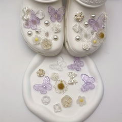 24Pcs Butterfly & Flower Shoe Charms for Clogs Sandals