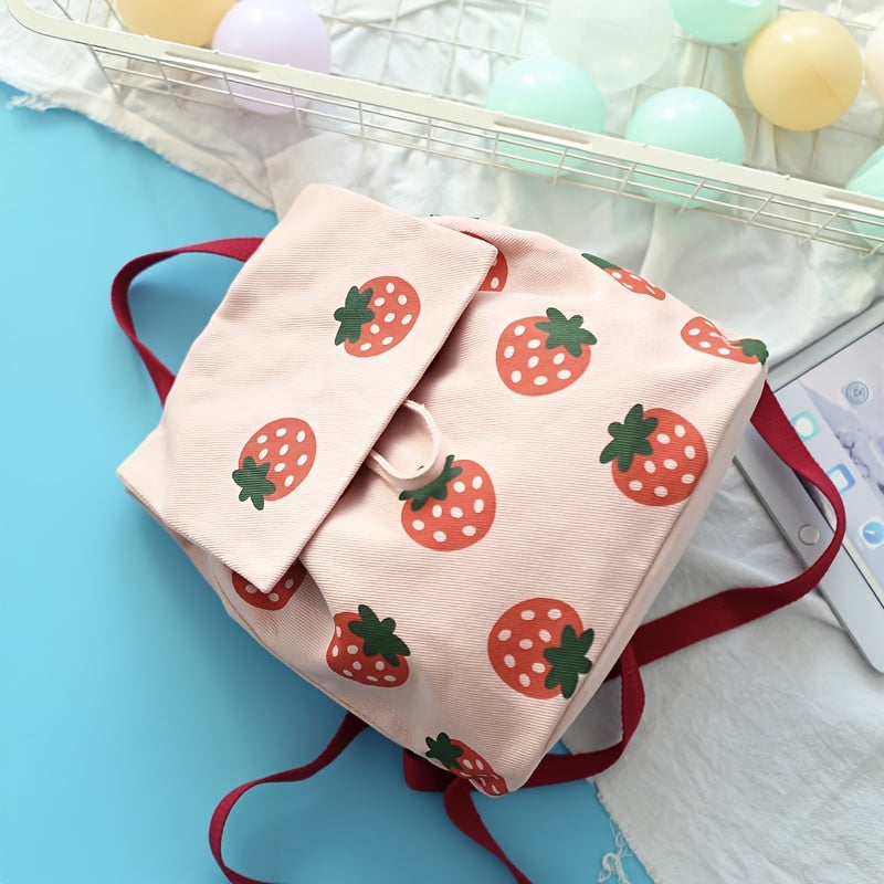Strawberry Canvas Small Backpack Lightweight for Boys Girls