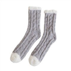Kids Coral Fleece Solid Plus Fleece Warm Crew Socks
