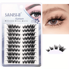 Cat Eye Lashes Natural DIY Eyelash Extensions Kit D Curling Volume Individual Ey