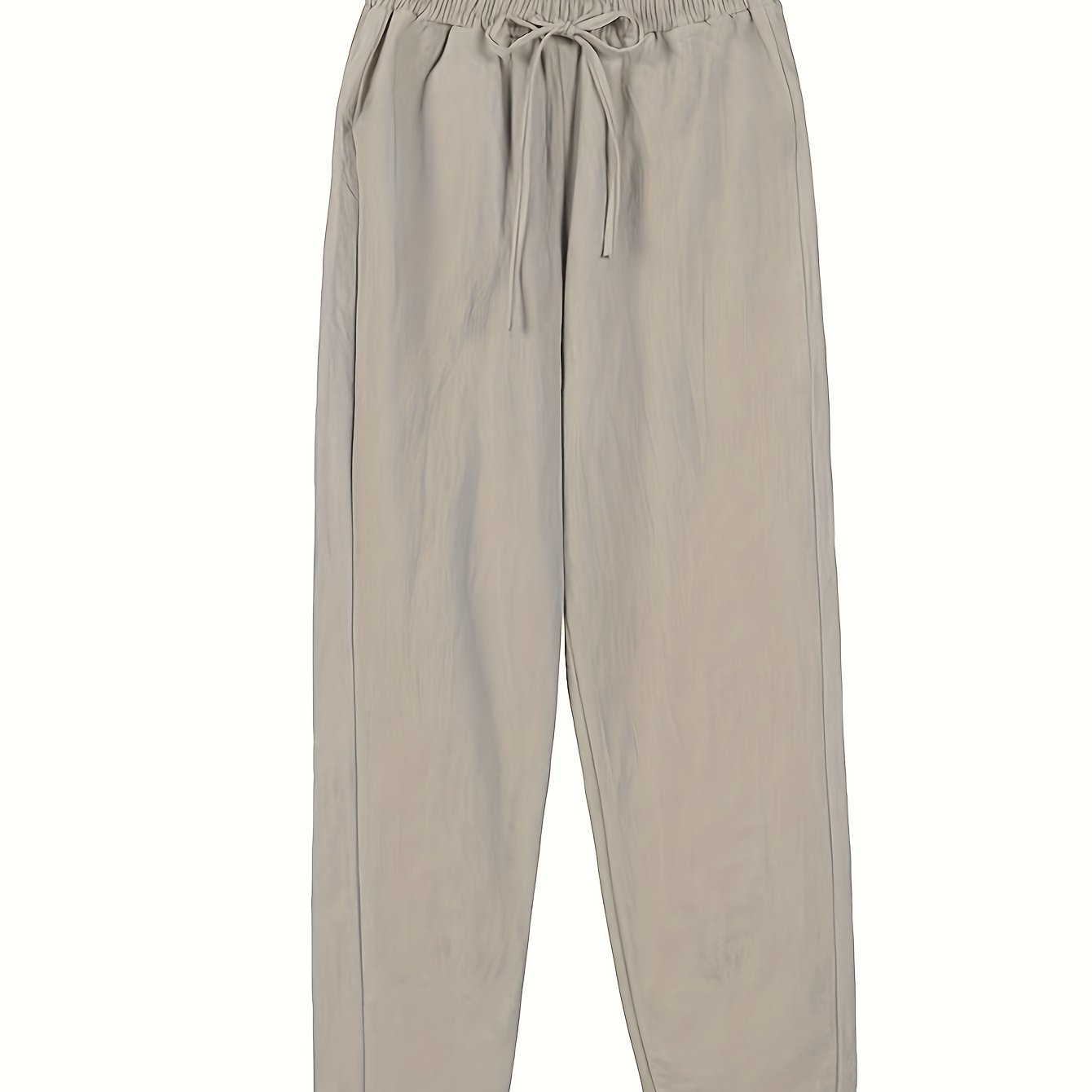  Casual Pants Women's Plus Solid Elastic Drawstring High Rise Loose Fit