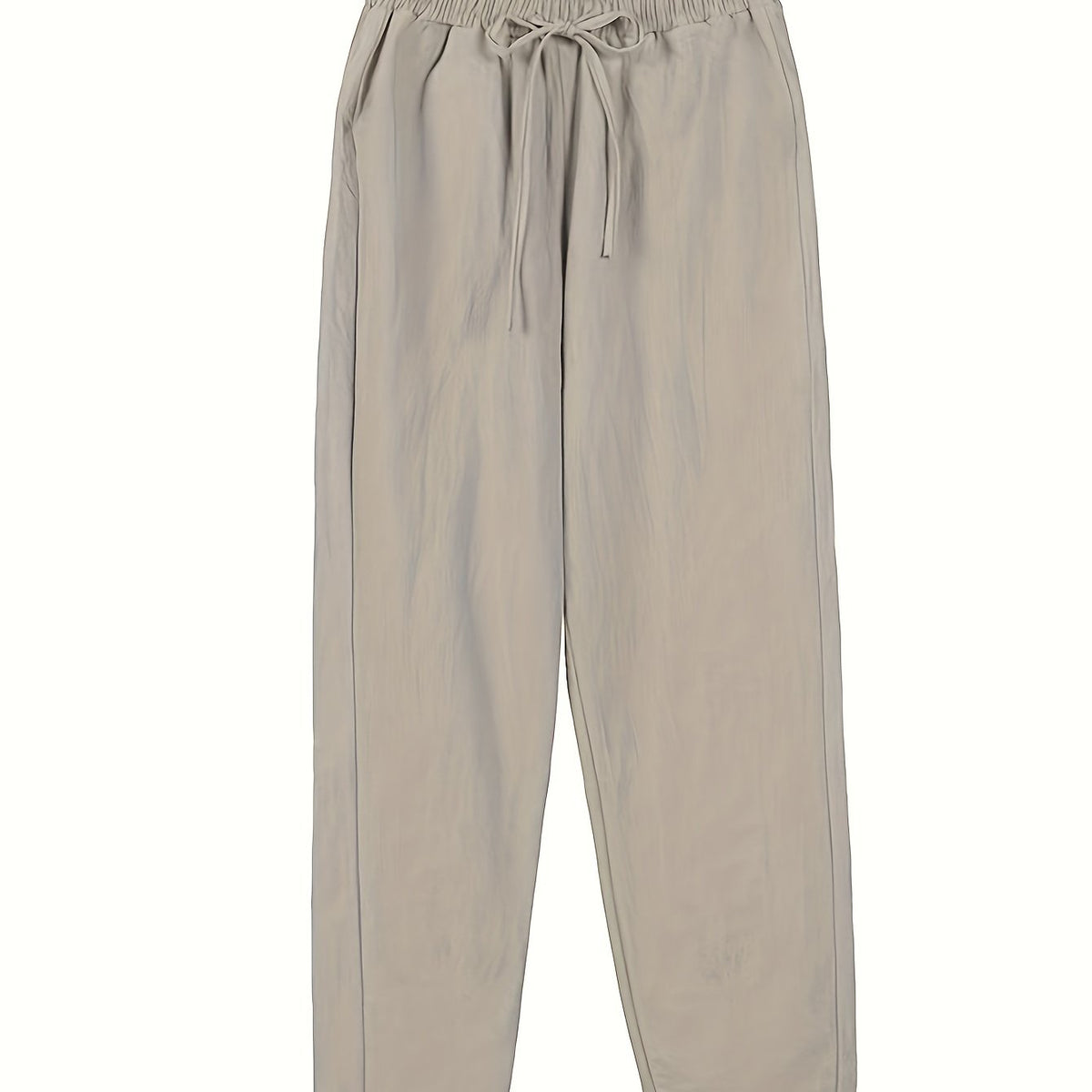  Casual Pants Women's Plus Solid Elastic Drawstring High Rise Loose Fit