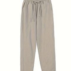  Casual Pants Women's Plus Solid Elastic Drawstring High Rise Loose Fit