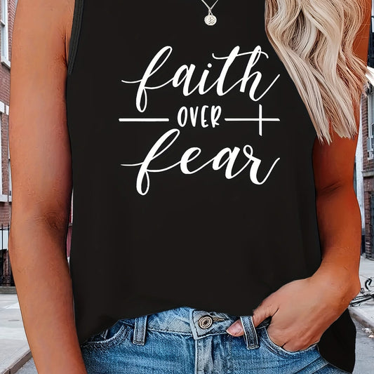 Art Letter Print Tank Top Women's Plus