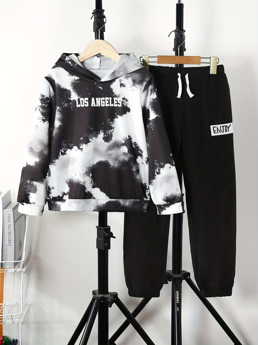 Boys 2pcs Tie Dye Sweatshirt Hoodie & Sweatpants Set