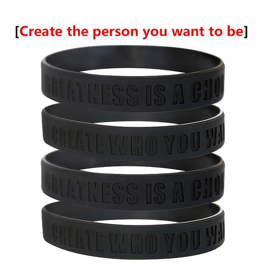 4pcs Inspirational Quote Silicone Bracelet