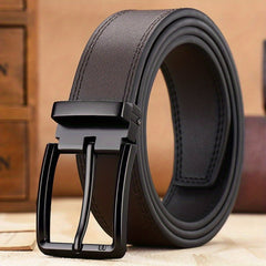 Two-sided Cowhide Men's Leather Belt Classic Alloy Buckle Business Jeans