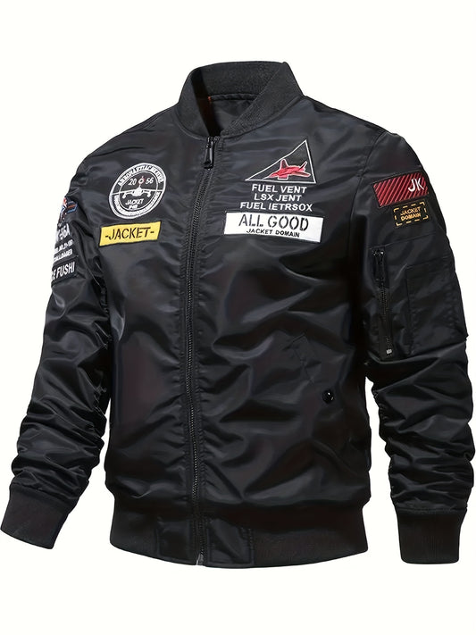 Men's Slim Fit Zip Up Jacket Windproof Motorcycle Jacket