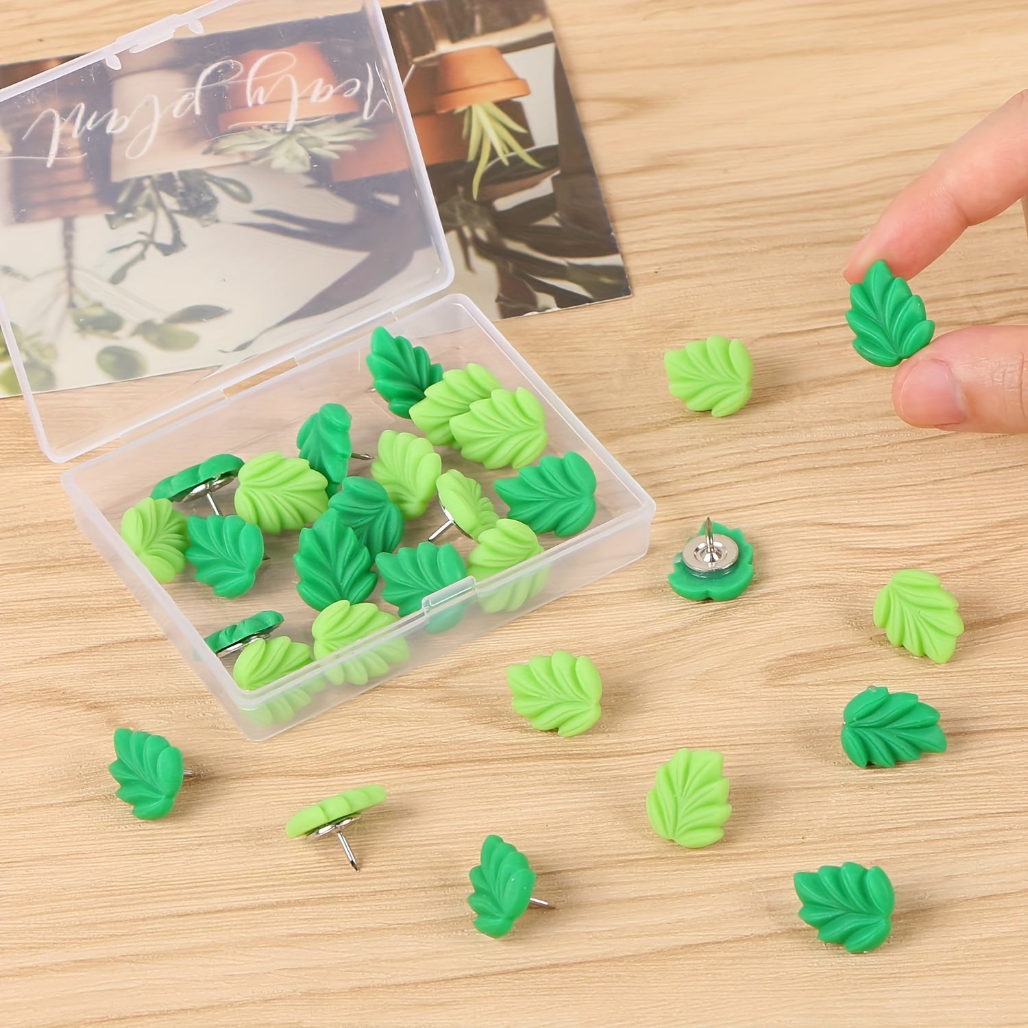 20pcs Leaf Shaped Push Pins Decorative Plant Thumbtacks