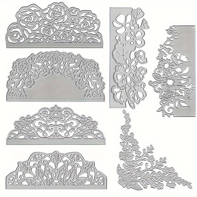 7pcs Lace Flower Edge Border Metal Dies For Card Making Wedding Scrapbook
