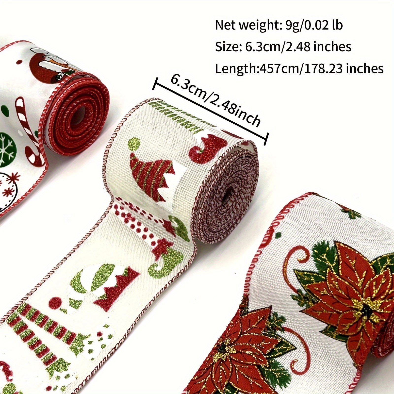 4.57 Meter Christmas Wired Ribbon Xmas Tree Burlap Ribbon