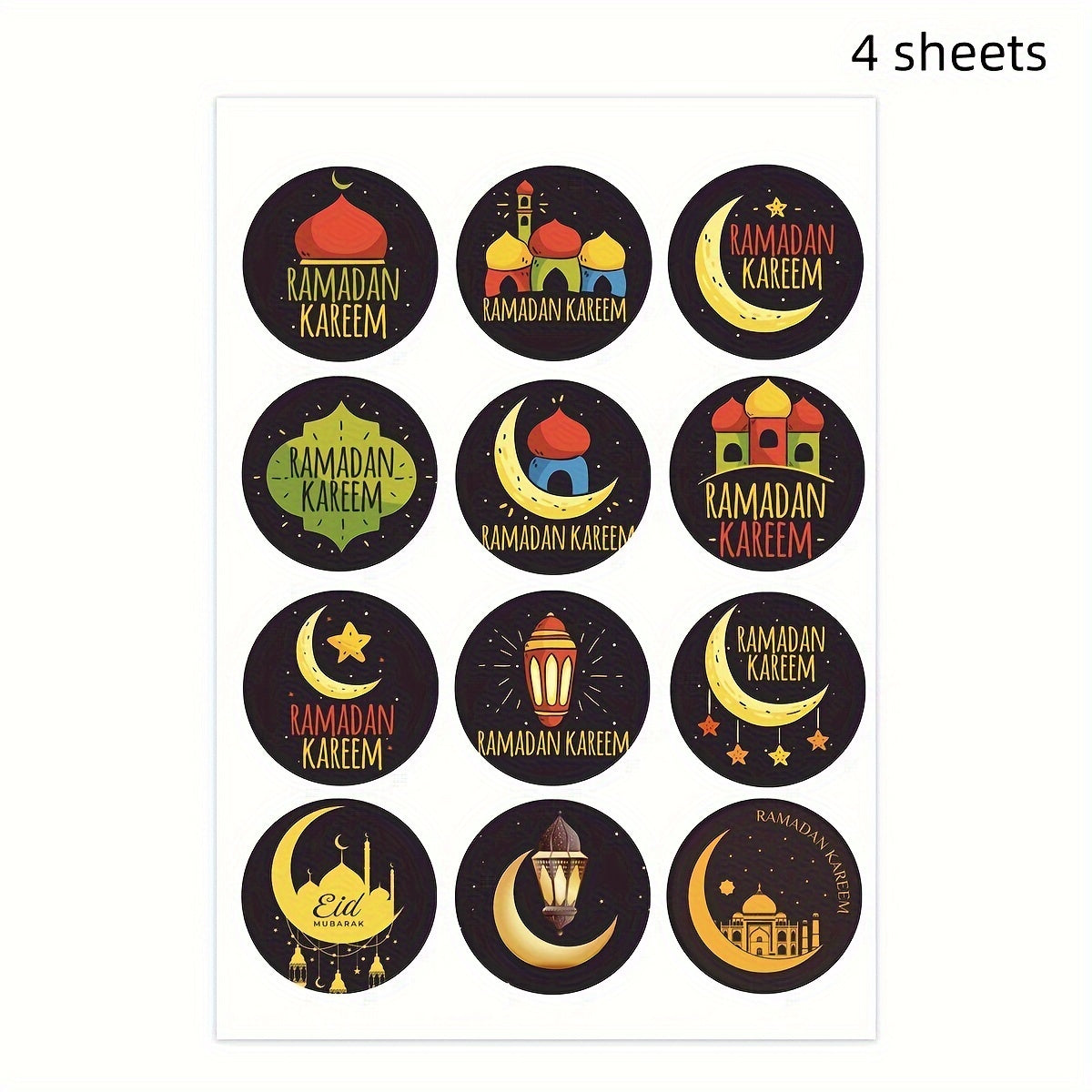 4 Sheets Star Moon Stickers Ramadan Gift Decoration