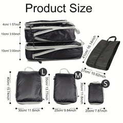 4pcs Travel Packing Cubes Compressible Storage Bags Organizers