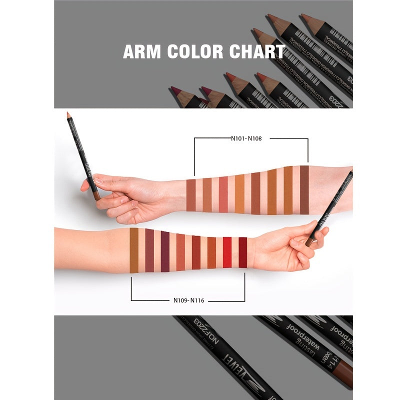 Matte Wooden Lip Liner Pencil Velvet Lipstick Pen Long Lasting