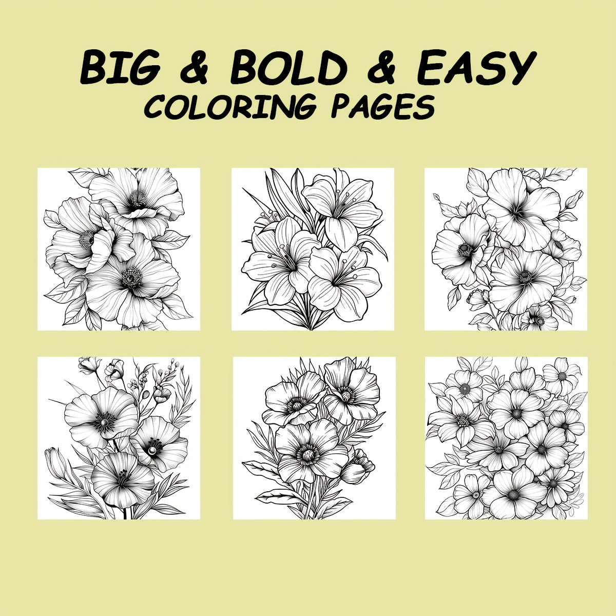 Coloring Book Blooming Flowers Clear Lines & Patterns Gift for Friends