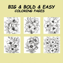 Coloring Book Blooming Flowers Clear Lines & Patterns Gift for Friends