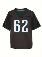 Boys Breathable V-Neck Rugby Jersey Athletic Short Sleeves Football Shirt