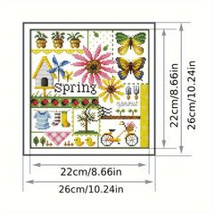 Four Seasons Stamped Cross Stitch Kit 14CT DIY Needlework Decor