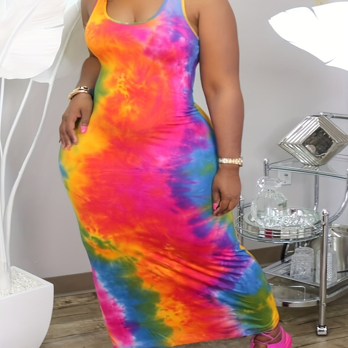  Tie Dye Maxi Tank Dress