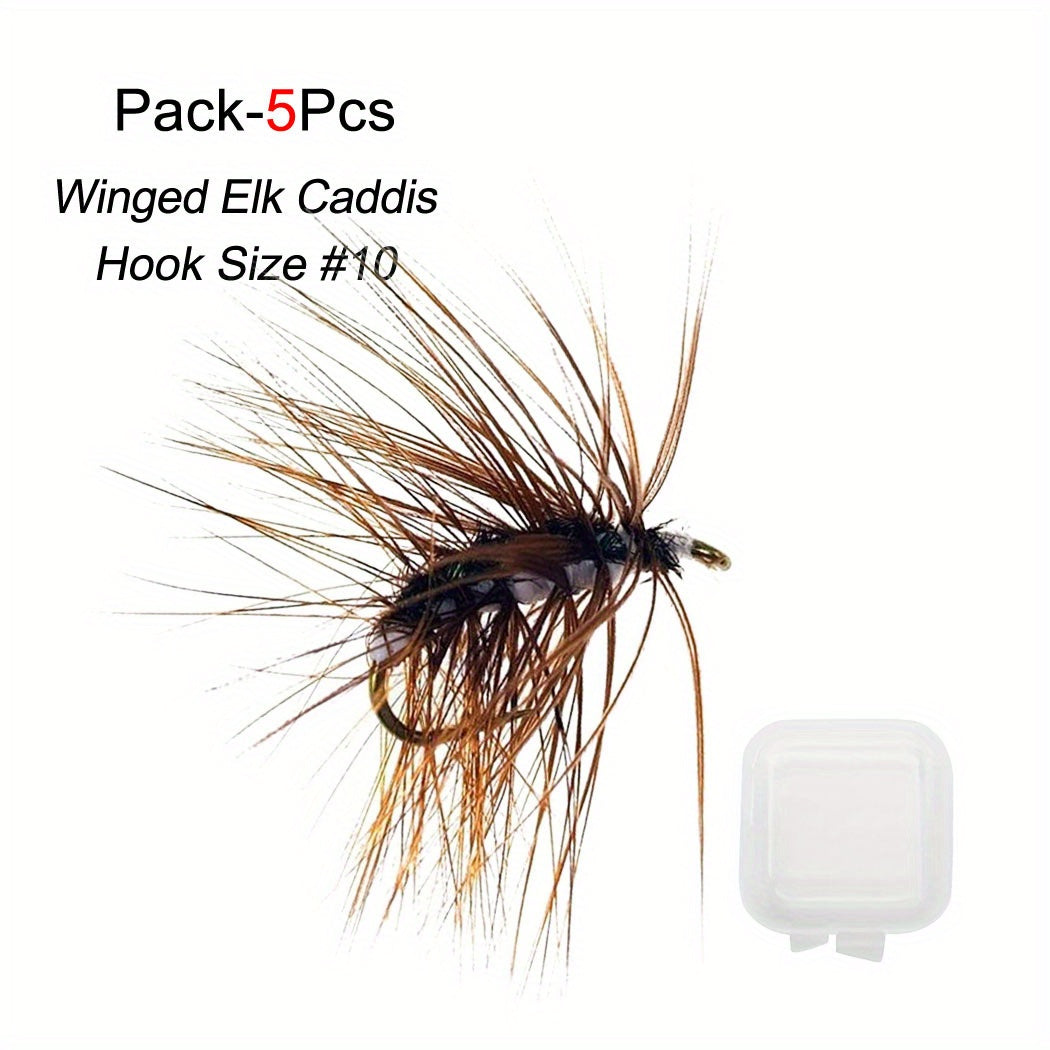 10pcs Brown Elk Caddis Nymph Fly Bait for Trout Fishing
