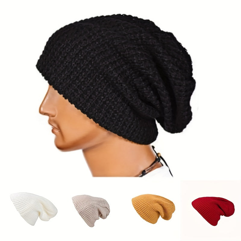 Men's Polyester Knitted Hat for Autumn and Winter