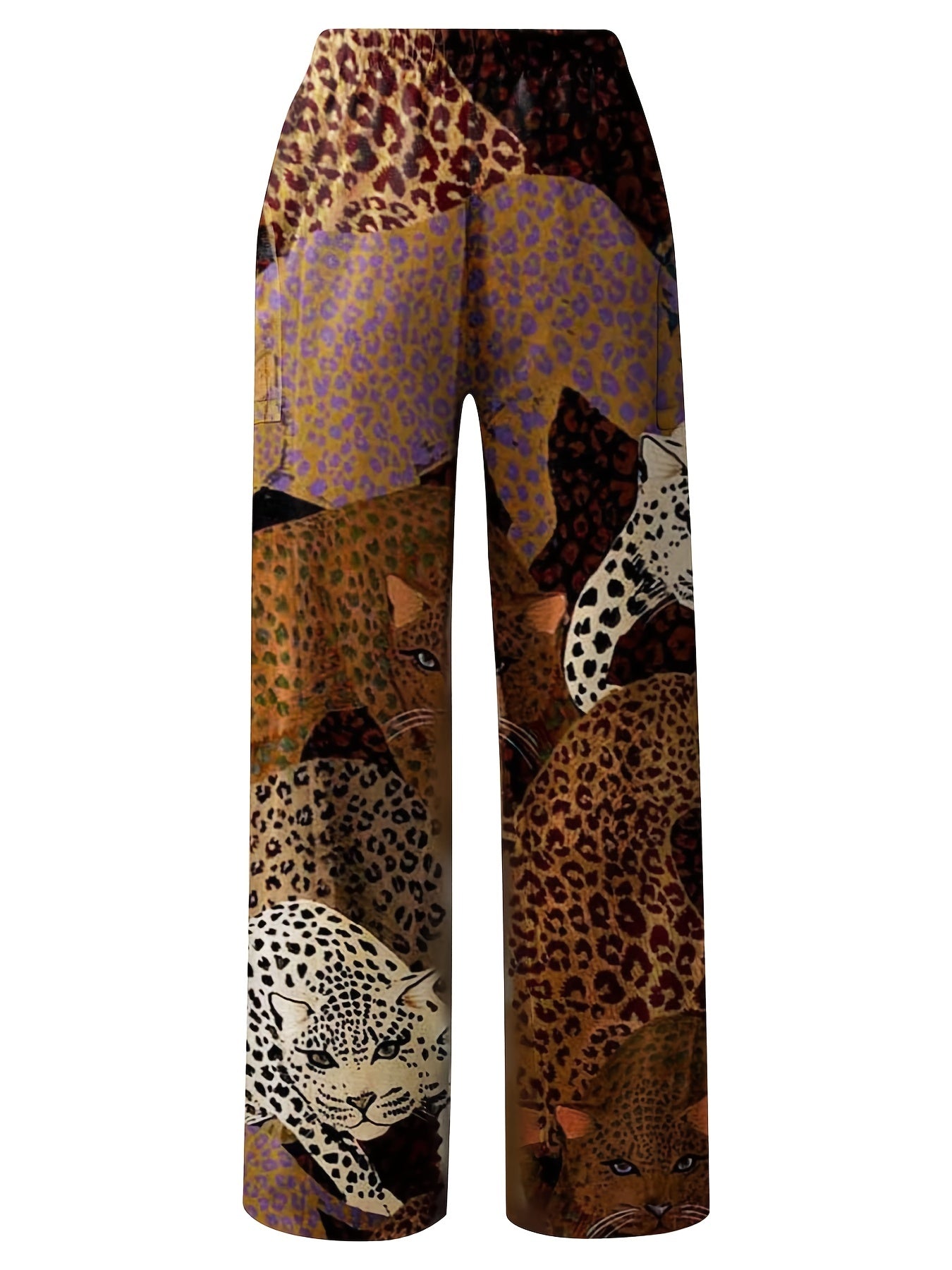 Leopard Print High Rise Wide Leg Pants