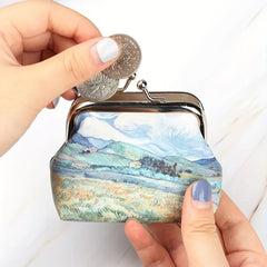 Vintage Painting Coin Purse Kiss Lock Cluth Purse Portable Storage Bag