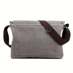 Vintage Canvas Messenger Bag Flap Closure Adjustable Shoulder Strap