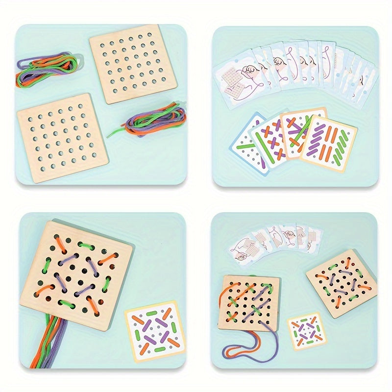 Wooden Lacing Toys Early Learning Games Educational Tools