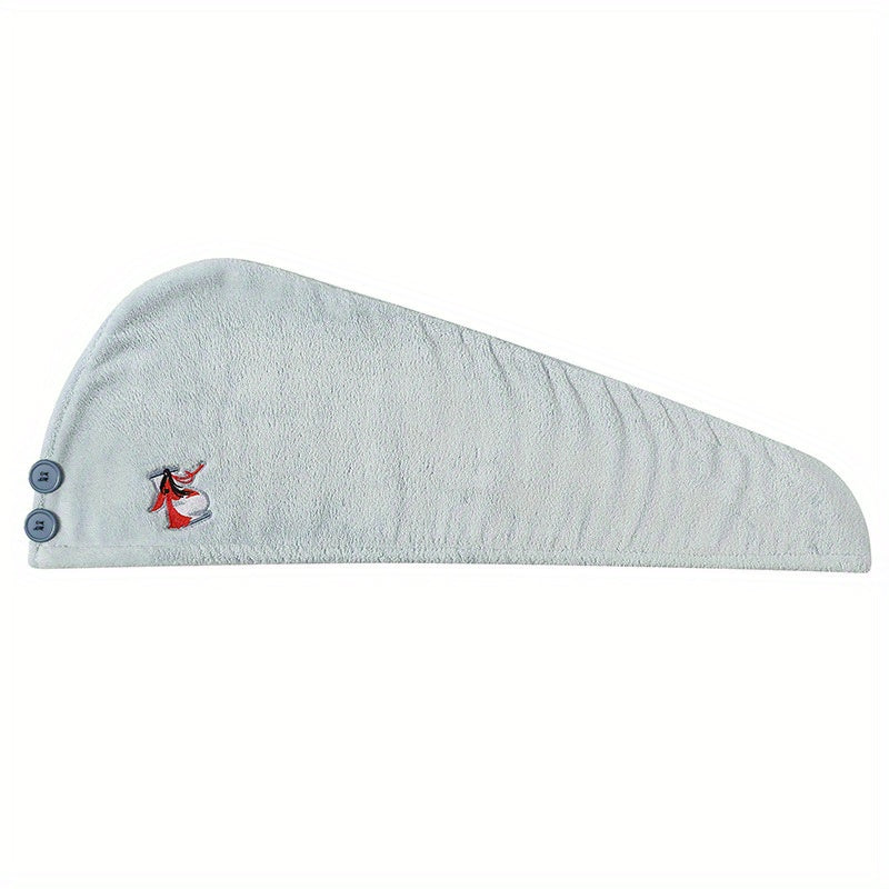 Embroidered Hair Drying Cap Coral Fleece Towel