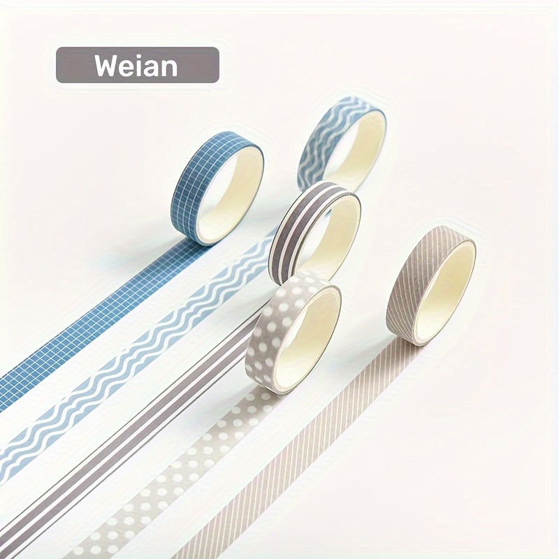 5 Rolls Washi Tape Set Decorative Scrapbook Tape 10mm Wide Colorful Style