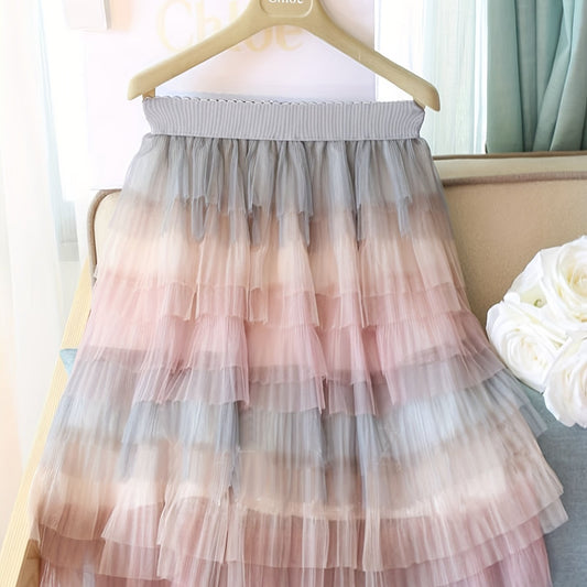 Kids Mesh Trim Off Shoulder Summer Dress
