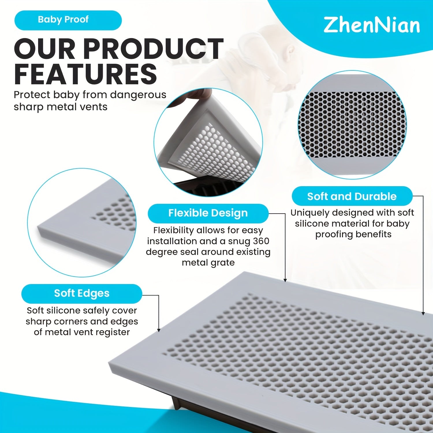 Soft Silicone Baby Proof Floor Air Vent Cover