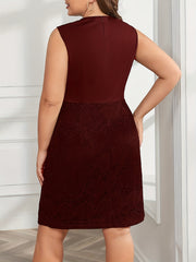 Plus Size Solid Cross Surplice Neck Tank Dress