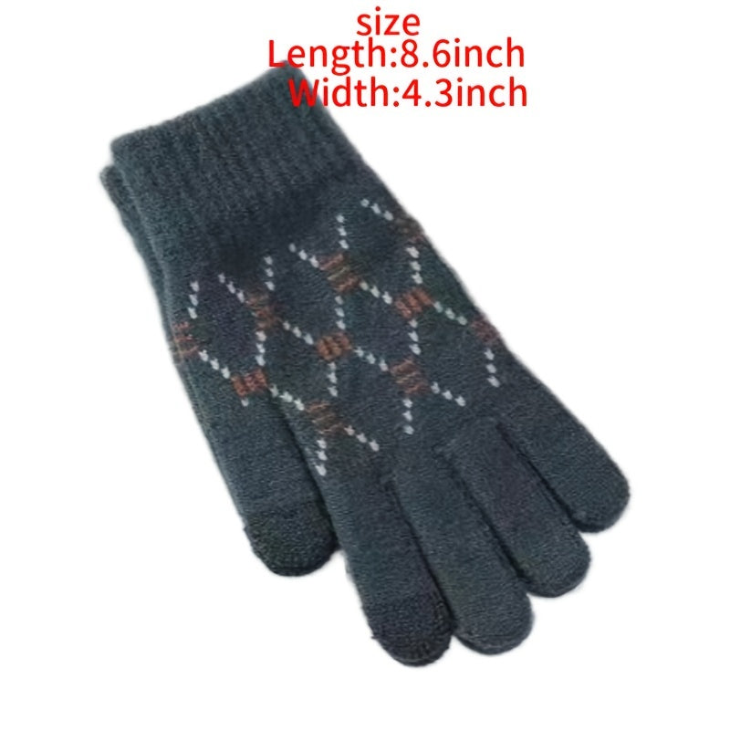 Men's Wool Touch Screen Gloves Cold Proof Warm Thickened