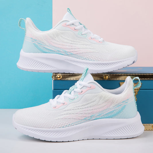 Women's Lightweight Casual Sneakers Flying Woven Lace-up Shoes