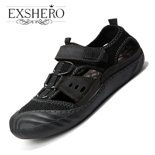 Men's Leather Non-slip Sandals Quick Dry Beach Shoes