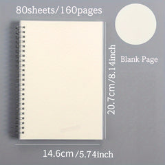 A5 Spiral Hardcover Notebook 80 Sheets Horizontal Line Grid Blank Inner Page